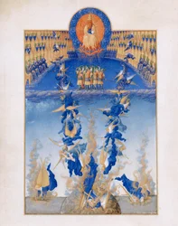 Très Riches Heures du duc de Berry Folio 64, verso: De Val van de Opstandige Engelen